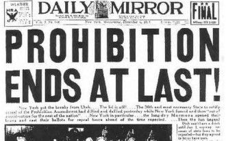Photo: Newspaper headline of Prohibition Ends