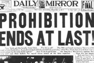Photo: Newspaper headline of Prohibition Ends