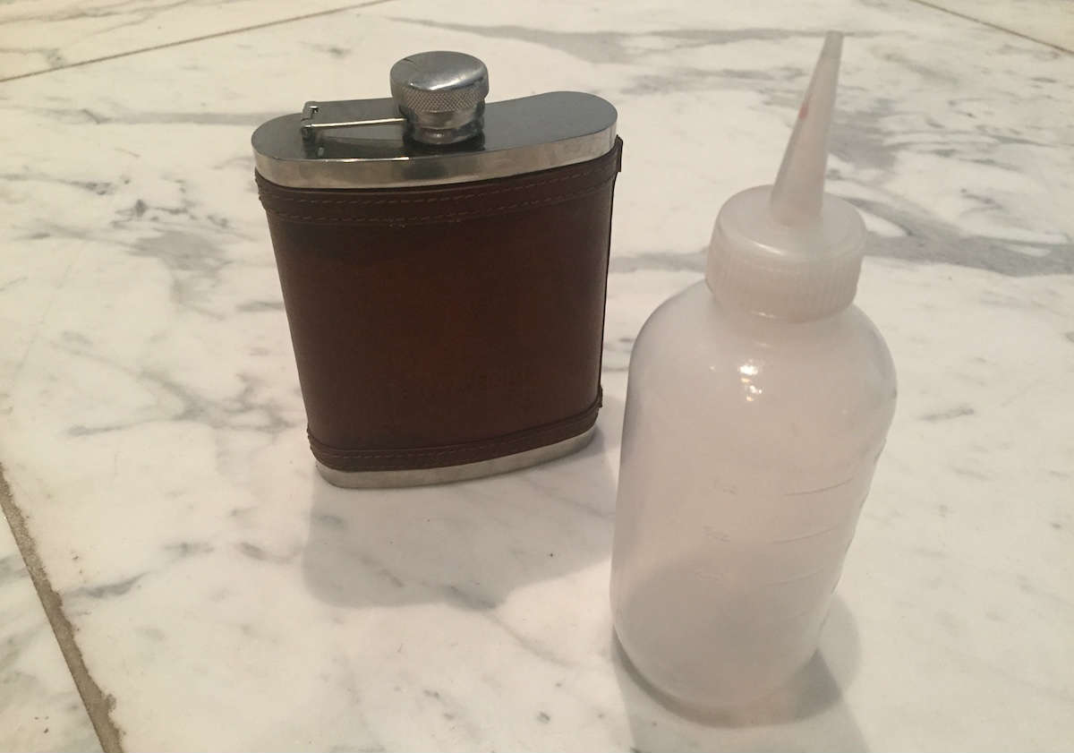 fill flask with squeeze bottle