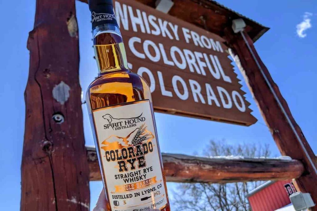 a bottle of Spirit Hound Distillers colorado rye whiskey 