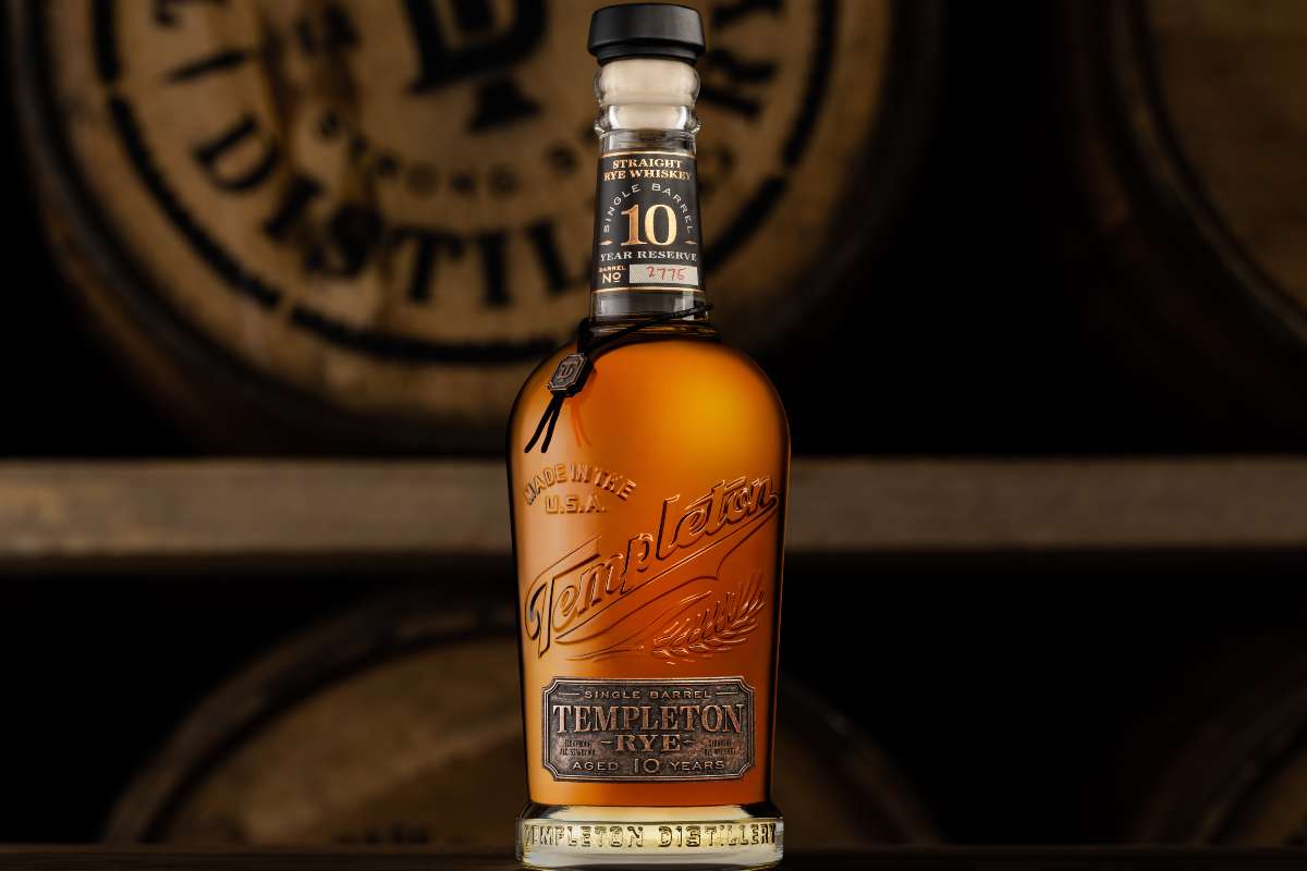 bottle of templeton 10 year rye whiskey