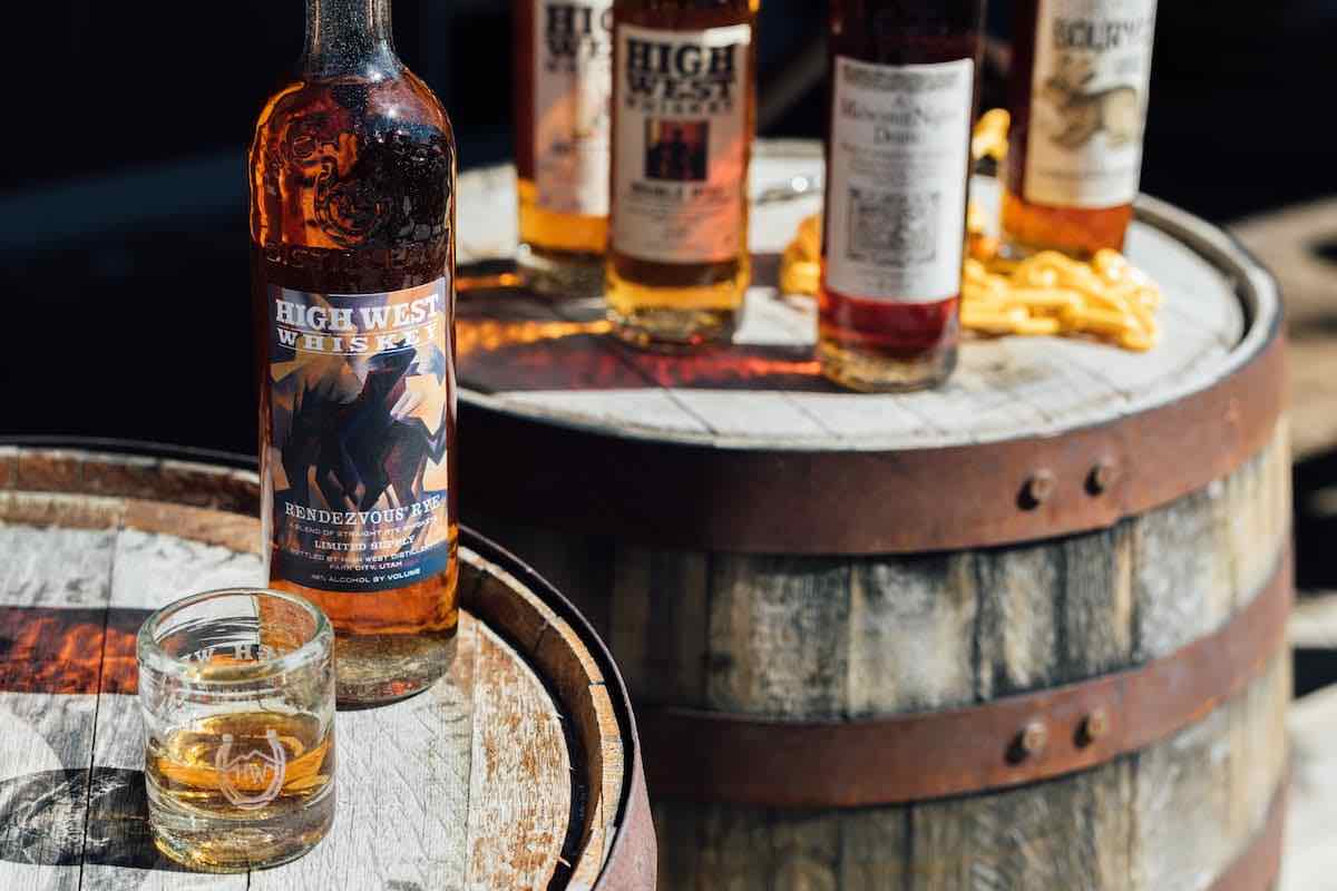 High West Rendezvous Rye on a whiskey barrel
