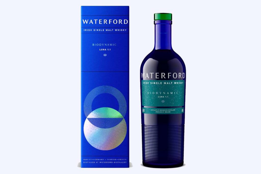 Waterford Biodynamic Luna 1.1 Single Malt Irish Whisky bottle and box