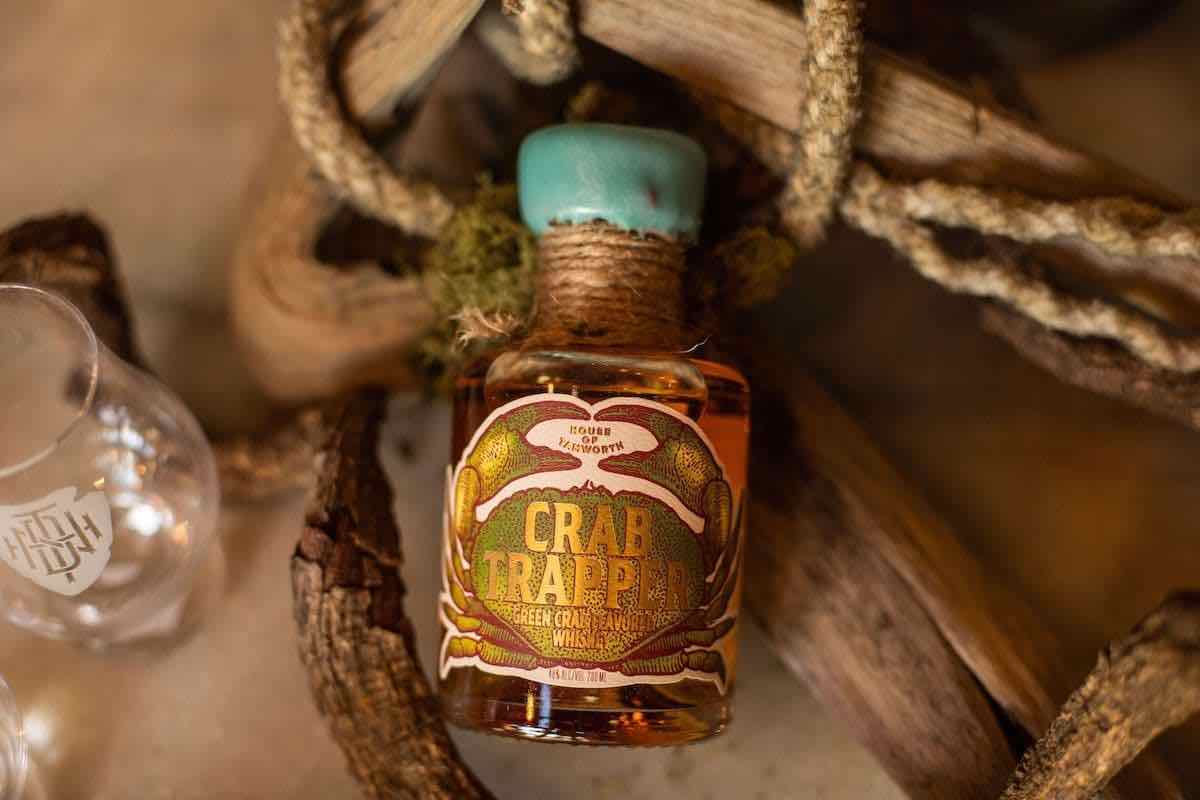 Crab Trapper whiskey bottle and rope