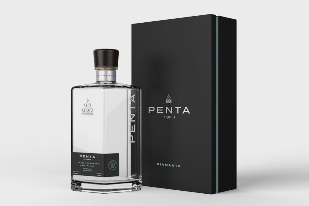 penta cristalino tequila bottle with box