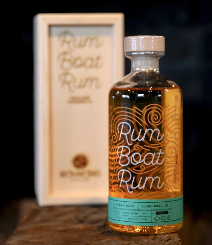 iron works rum boat rum bottle and its wooden box
