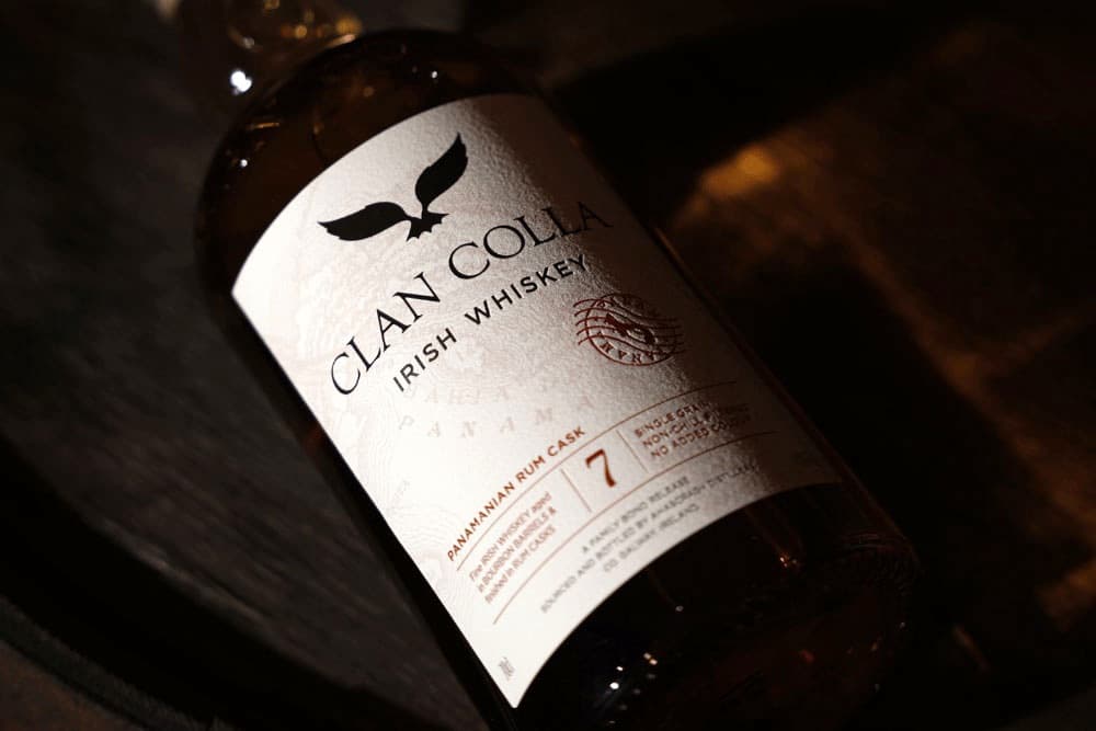 a bottle of Clan Colla 7-Year-Old Irish Whiskey