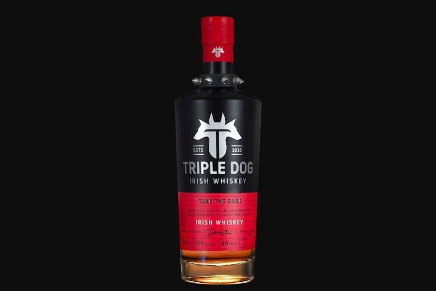 a bottle of Triple Dog Irish whiskey
