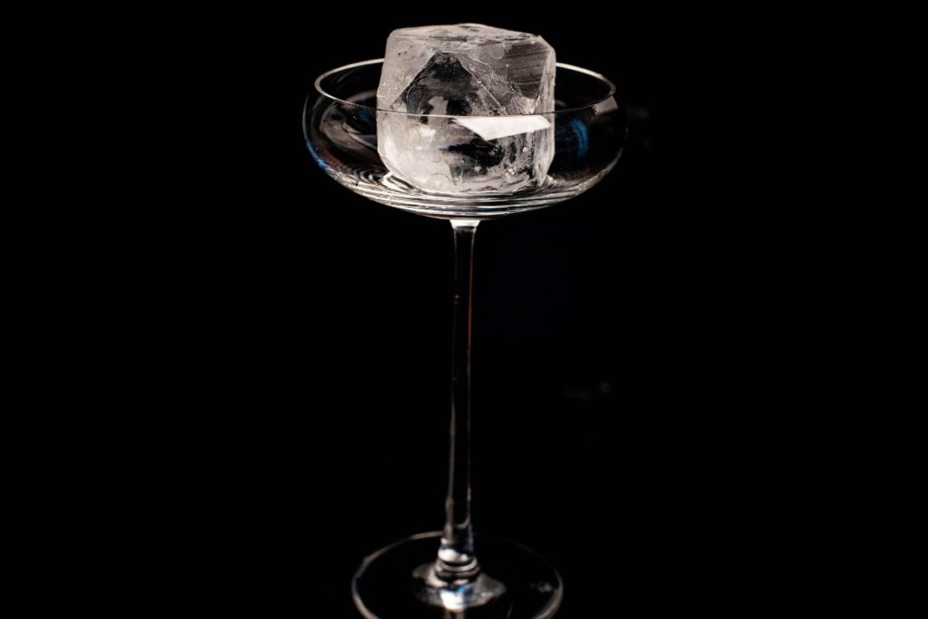 ice diamond in a cocktail glass
