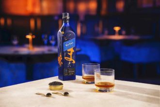 Johnnie Walker Elusive Umami with two glass and caviar